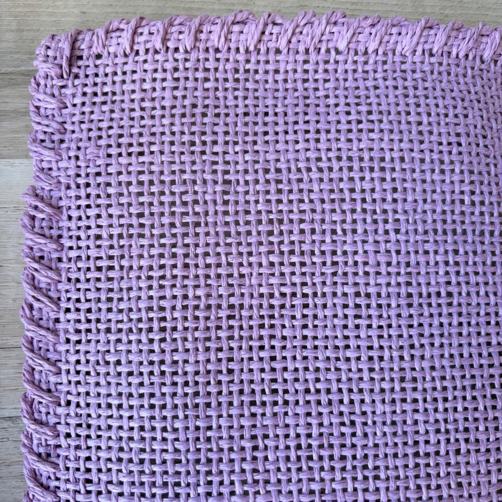Vtg Lavender Purple Woven Raffia Placemats Set of 5 Boho Rustic Table Mats 17x12